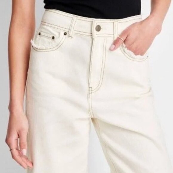 Future Collective With Jenny K. Lopez High-Rise Raw Edge Ecru Jeans 6 - Picture 6 of 7